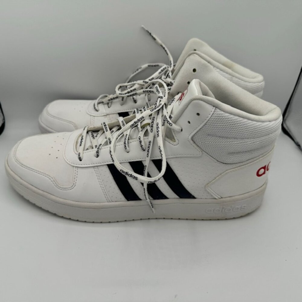 Adidas Men's White and Black High-Top Sneakers